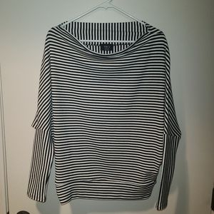 Women's VICI Striped Top Black/White Off the Shoulder Relaxed Neckline Medium